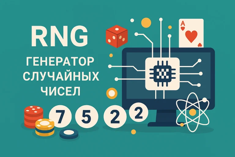 Генератор случайных чисел (RNG) в онлайн-казино — компьютер, микрочип, фишки и числа»